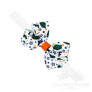 Florida Mini Logo Print Hair Bow on Elastic Baby Band