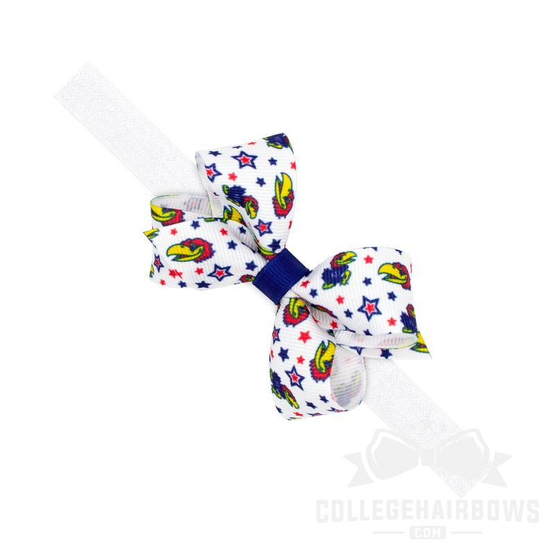 Kansas Mini Logo Print Hair Bow on Elastic Baby Band