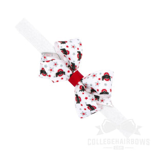 Ohio State Mini Signature Logo Print Grosgrain Hair Bow on Elastic Baby Band