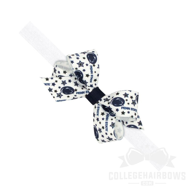 Penn State Mini Signature Logo Print Grosgrain Hair Bow on Elastic Baby Band