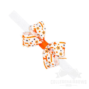 University of Tennessee Mini Signature Logo Print Grosgrain Hair Bow on Elastic Baby Band