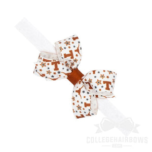 University of Texas Mini Logo Print Hair Bow on Elastic Baby Band