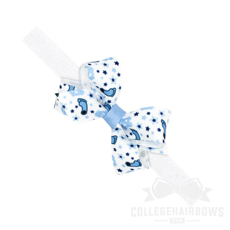 University of North Carolina Mini Signature Logo Print Grosgrain Hair Bow on Elastic Baby Band