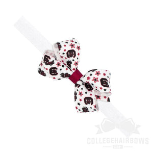 South Carolina Mini Logo Print Hair Bow on Elastic Baby Band