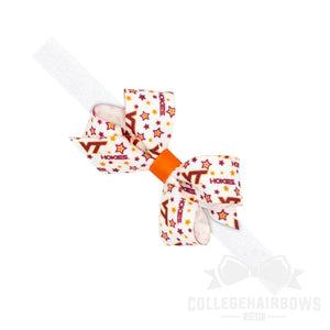 Virginia Tech Mini Logo Print Hair Bow on Elastic Baby Band