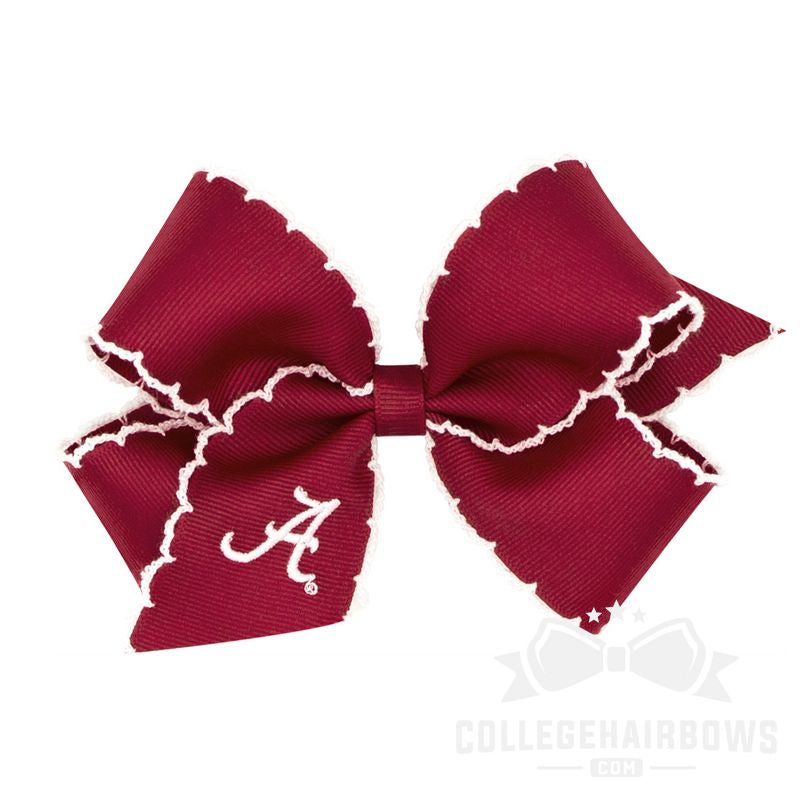 Alabama Medium Grosgrain Hair Bow with Moonstitch Edge and Embroidered Logo