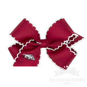 Arkansas Medium Moonstitch Hair Bow with Embroidered Logo
