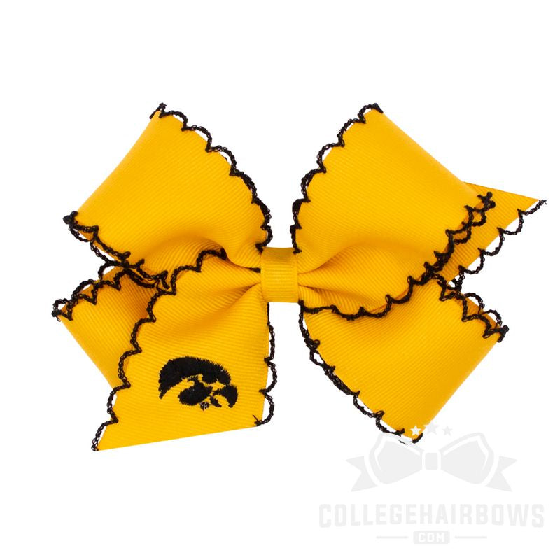 Iowa Medium Moonstitch Hair Bow with Embroidered Logo