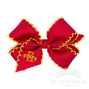 Iowa State Medium Moonstitch Hair Bow with Embroidered Logo