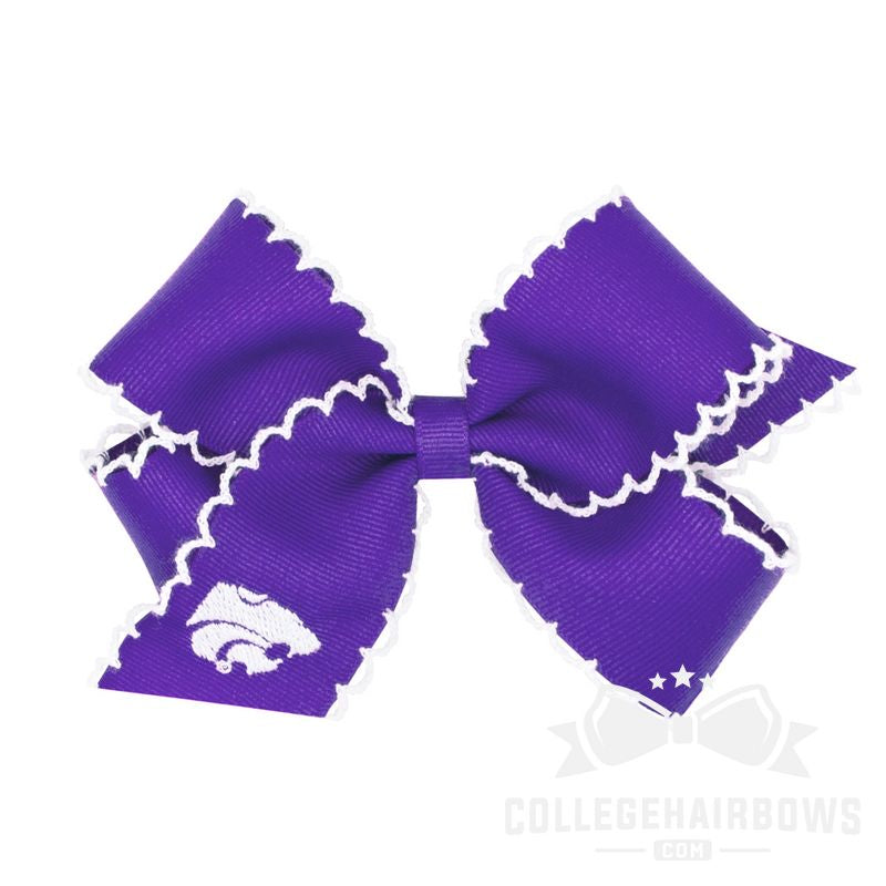 Kansas State Medium Moonstitch Hair Bow with Embroidered Logo