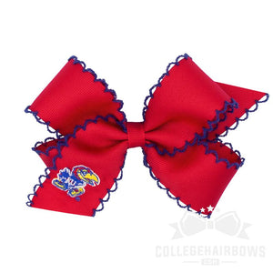 Kansas Medium Moonstitch Hair Bow with Embroidered Logo