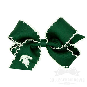 Michigan State Medium Moonstitch Hair Bow with Embroidered Logo