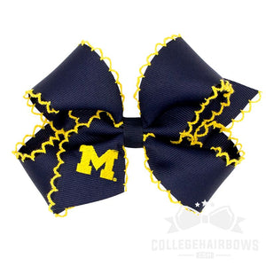 Michigan Medium Moonstitch Hair Bow with Embroidered Logo