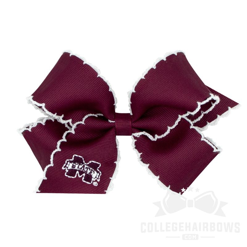 Mississippi State Medium Moonstitch Hair Bow with Embroidered Logo