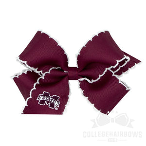 Mississippi State Medium Moonstitch Hair Bow with Embroidered Logo