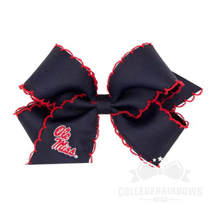 Ole Miss Medium Moonstitch Hair Bow with Embroidered Logo