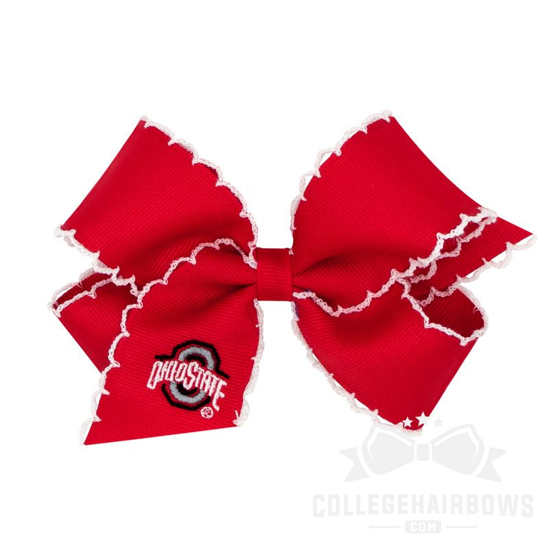 Ohio State Medium Moonstitch Hair Bow with Embroidered Logo