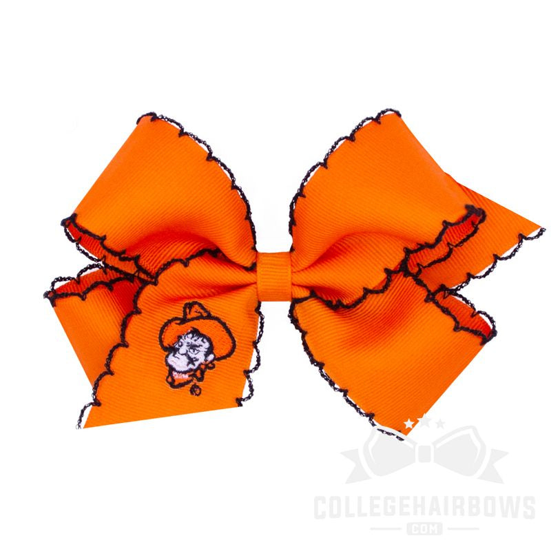 Oklahoma State Medium Moonstitch Hair Bow with Embroidered Logo