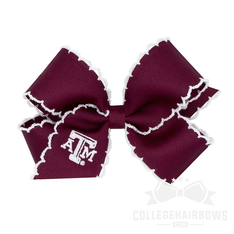 Texas A&M Medium Moonstitch Hair Bow with Embroidered Logo