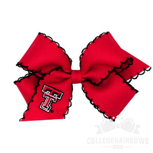Texas Tech Medium Moonstitch Hair Bow with Embroidered Logo