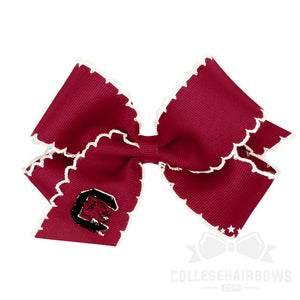 South Carolina Medium Grosgrain Hair Bow with Moonstitch Edge and Embroidered Logo