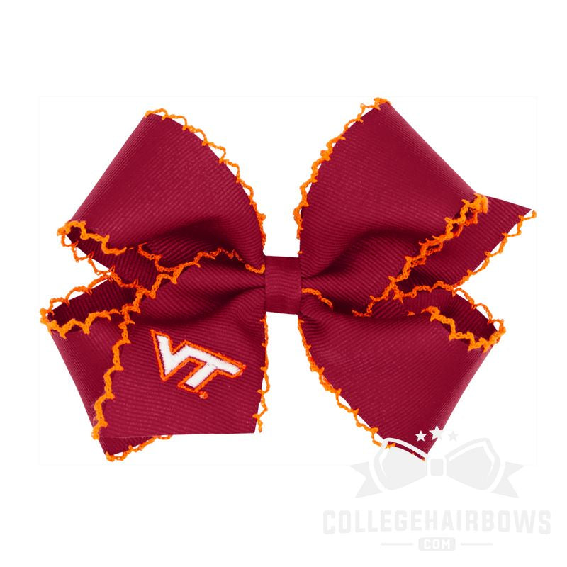 Virginia Tech Medium Moonstitch Hair Bow with Embroidered Logo