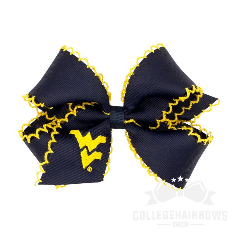 West Virginia Medium Moonstitch Hair Bow with Embroidered Logo