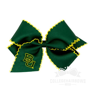 Baylor King Moonstitch Hair Bow with Embroidered Logo