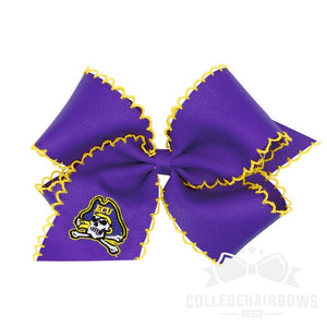 Eastern Carolina University King Moonstitch Hair Bow with Embroidered Logo
