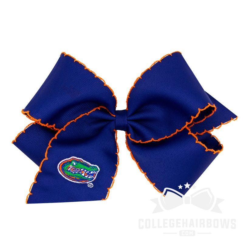 Florida King Moonstitch Hair Bow with Embroidered Logo