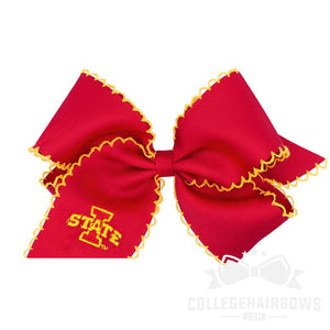 Iowa State King Moonstitch Hair Bow with Embroidered Logo