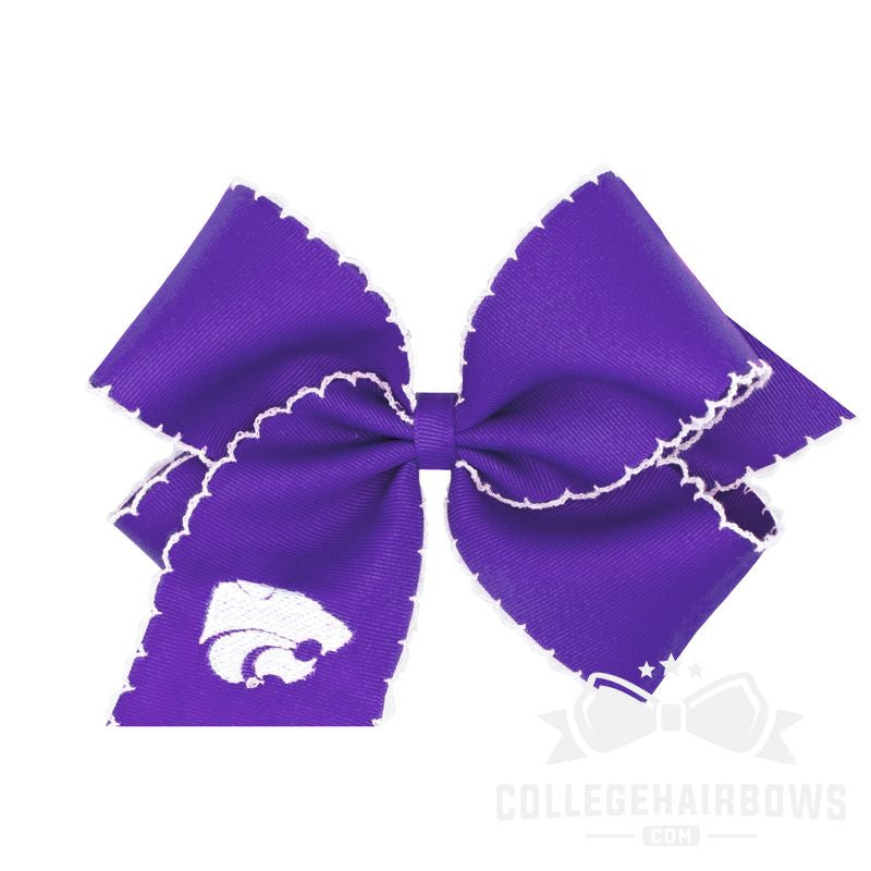 Kansas State King Moonstitch Hair Bow with Embroidered Logo