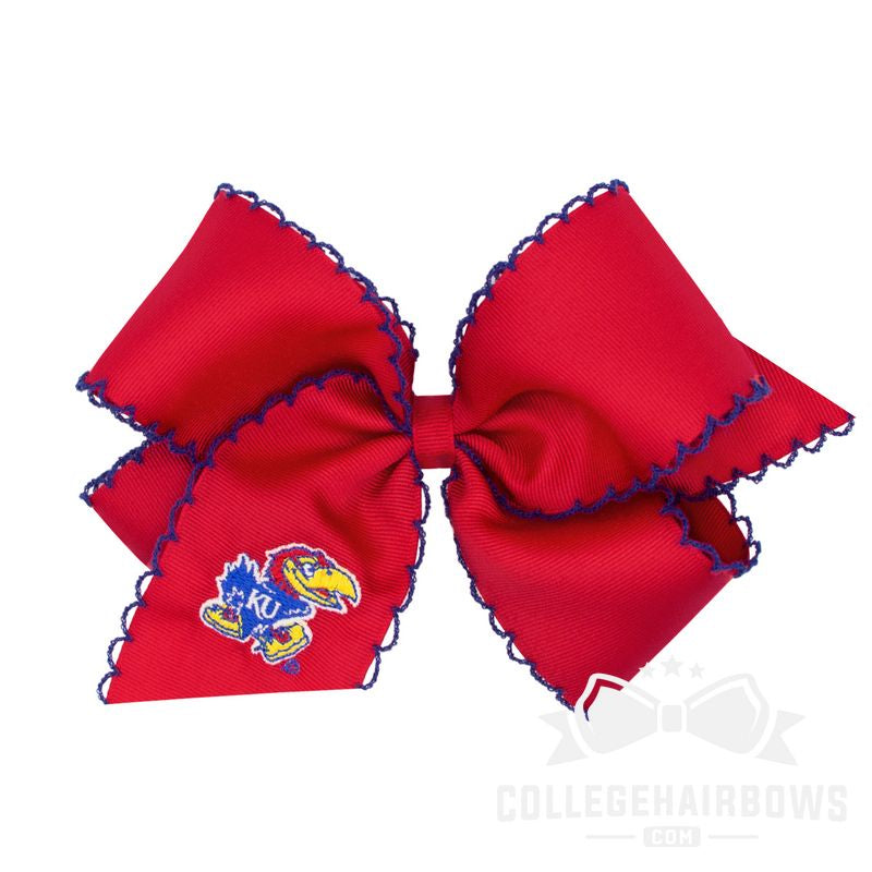 Kansas King Moonstitch Hair Bow with Embroidered Logo