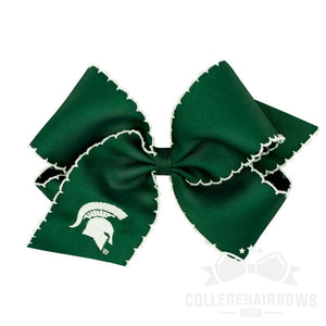 Michigan State King Moonstitch Hair Bow with Embroidered Logo