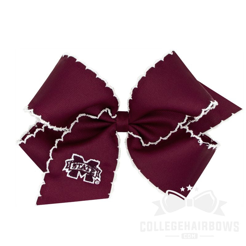 Mississippi State King Moonstitch Hair Bow with Embroidered Logo