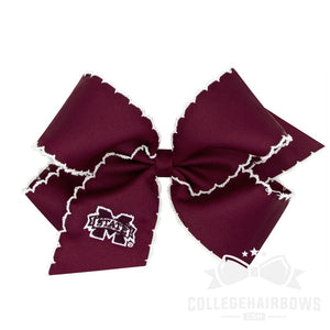 Mississippi State King Moonstitch Hair Bow with Embroidered Logo
