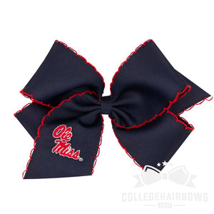 Ole Miss King Moonstitch Hair Bow with Embroidered Logo