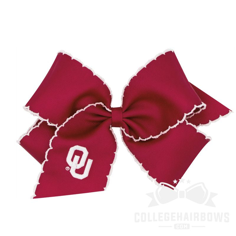 Oklahoma King Moonstitch Hair Bow with Embroidered Logo