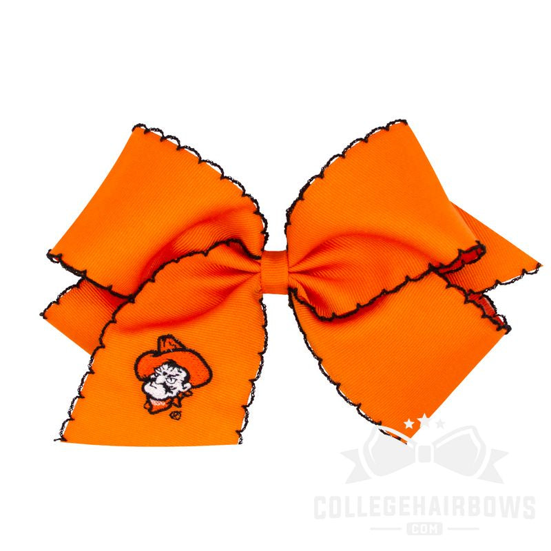 Oklahoma State King Moonstitch Hair Bow with Embroidered Logo