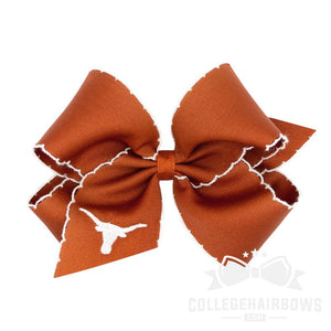 University of Texas King Moonstitch Hair Bow with Embroidered Logo