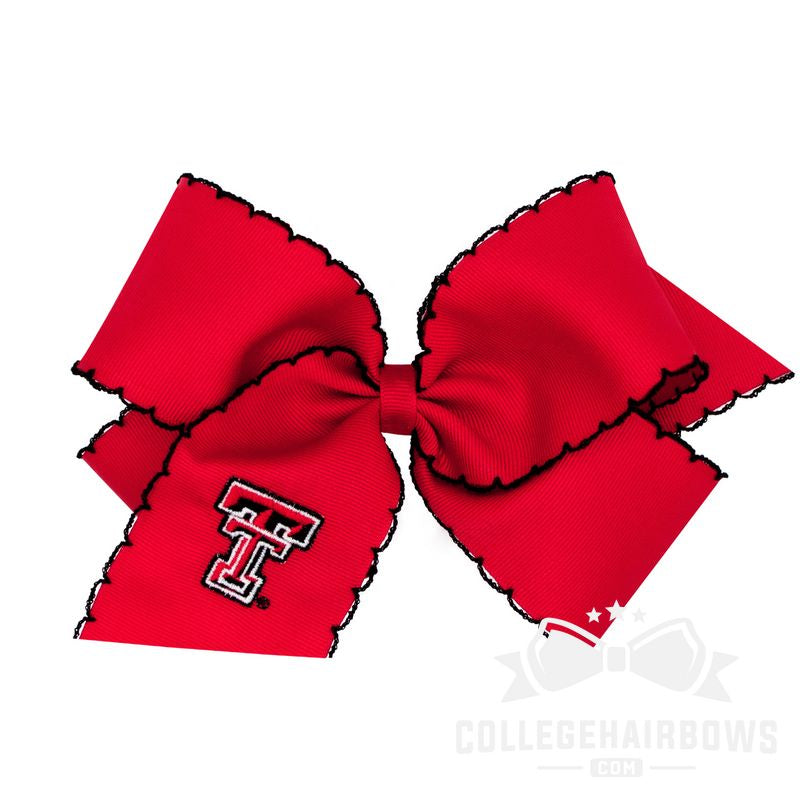Texas Tech King Moonstitch Hair Bow with Embroidered Logo
