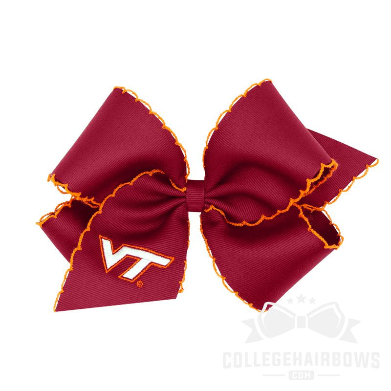 Virginia Tech King Moonstitch Hair Bow with Embroidered Logo